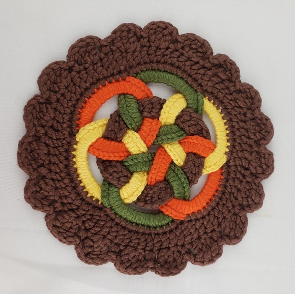 Lot of 2 Vintage Crocheted pot holders - Picture 5 of 5